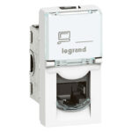 Prise RJ45 catégorie6A STP à blindage métal Mosaic [ 76573 ] 1 module - blanc . LEGRAND