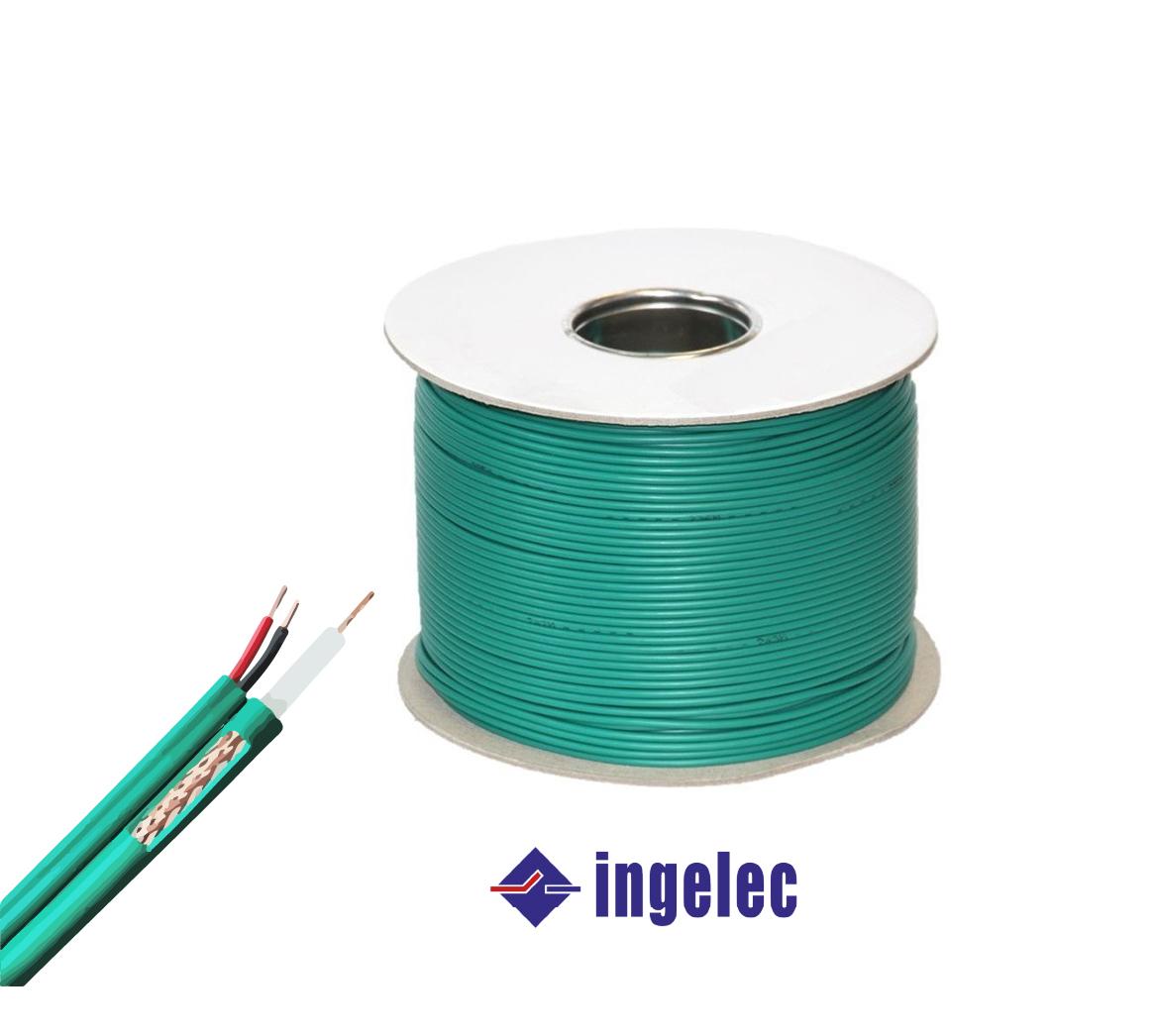 Asset 2@72x-100 Câble coaxial cctv KX6 avec alimentation vert bobine de 500 mètres INGELEC - Image 1