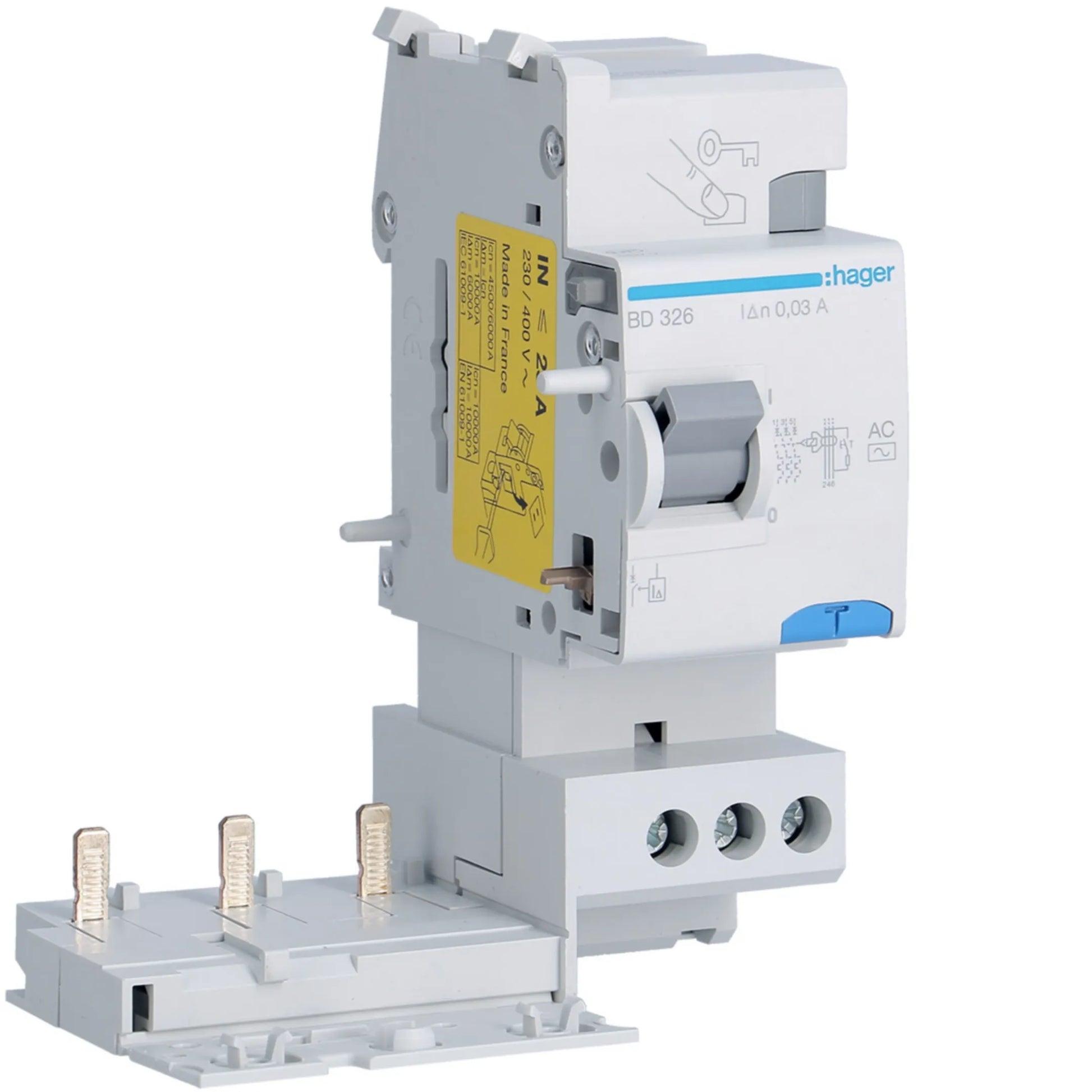 BD326.jpg BLOC VIGI DIFFERENTIEL 63A 30mA 3P BD364 . HAGER - Image 1